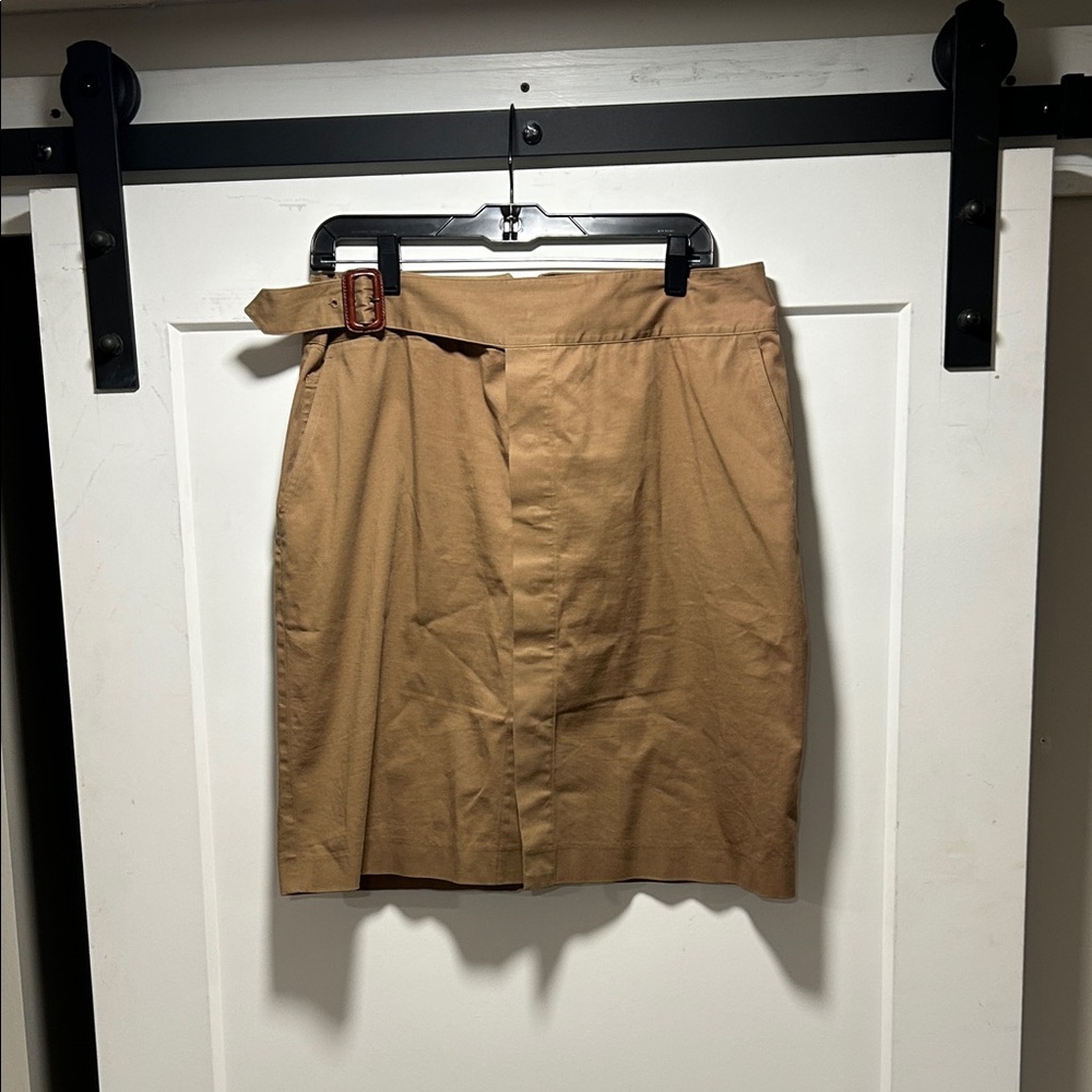 Lauren Ralph Lauren Tan Midi Skirt with Buckle